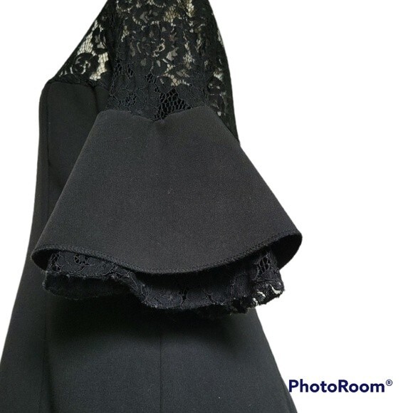 Hope & Harlow Sheath Black Lace Dress W Bell Sleeves -  10 - Picture 7 of 12